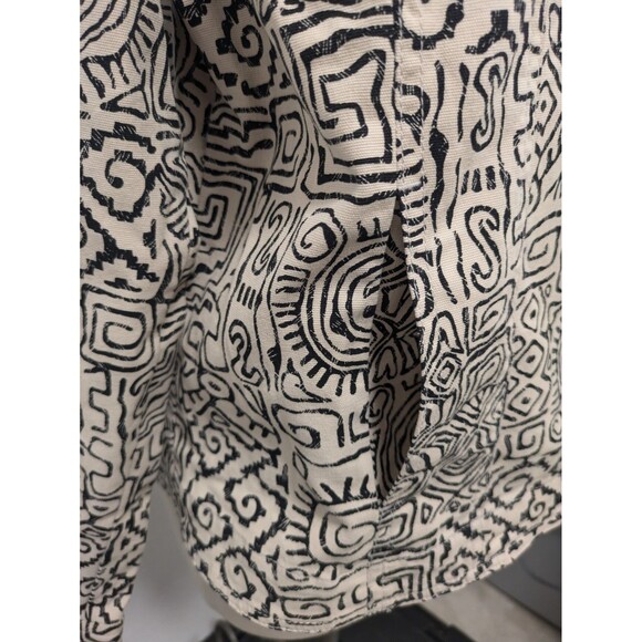 JM Collection Ivory Black Aztec Geometric Canvas Jacket sz XL Block Print - Picture 7 of 13